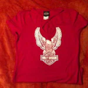 Criss cross short sleeve Harley Davidson top